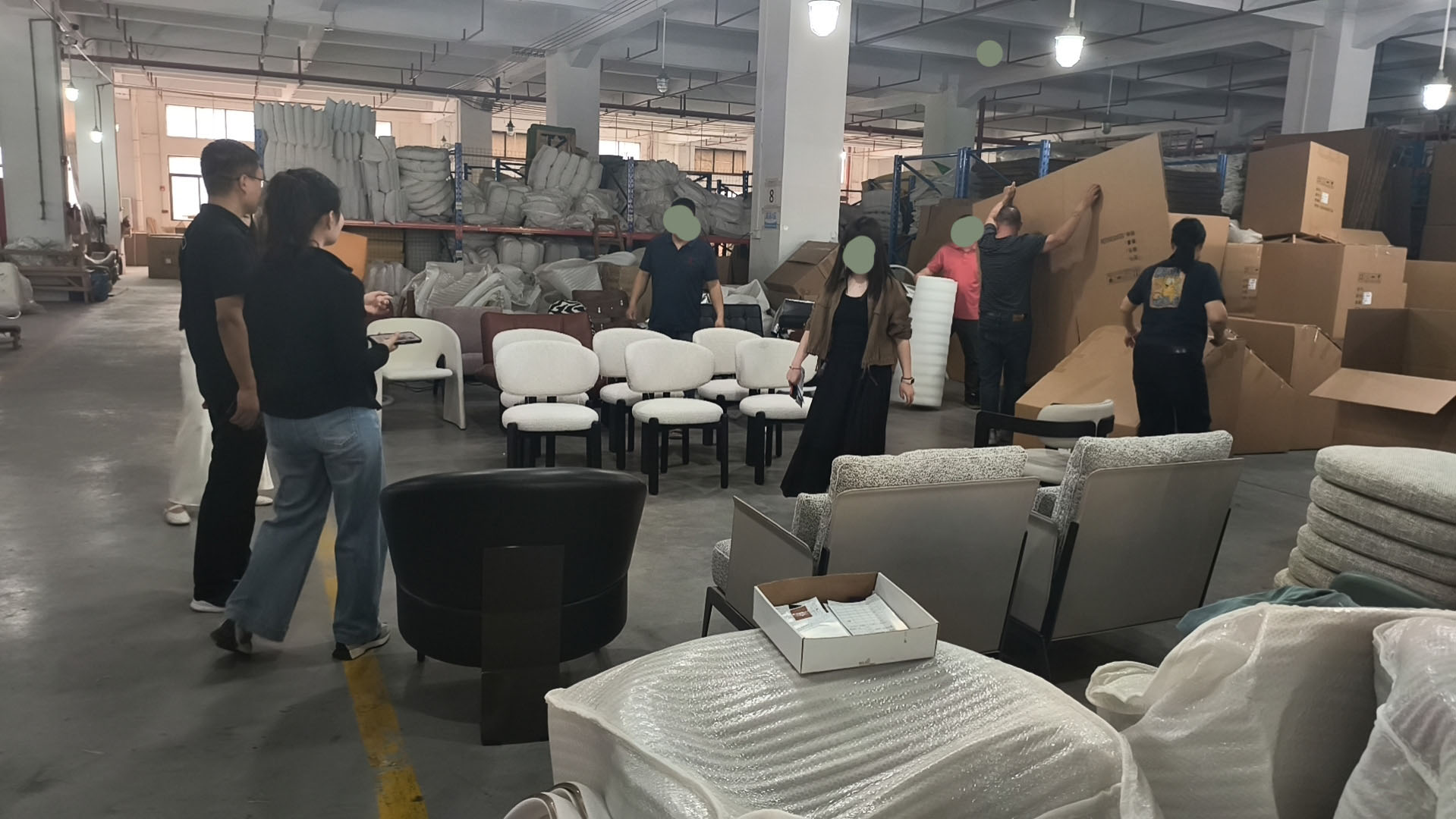 Karsa and client walking the furniture factory production floor in Guangdong, China